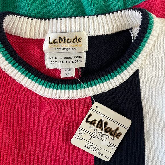 NWT La Mode Colorblock Pullover Sweater Men's XXL 90s Grunge Skater Preppy Y2K - Picture 6 of 7